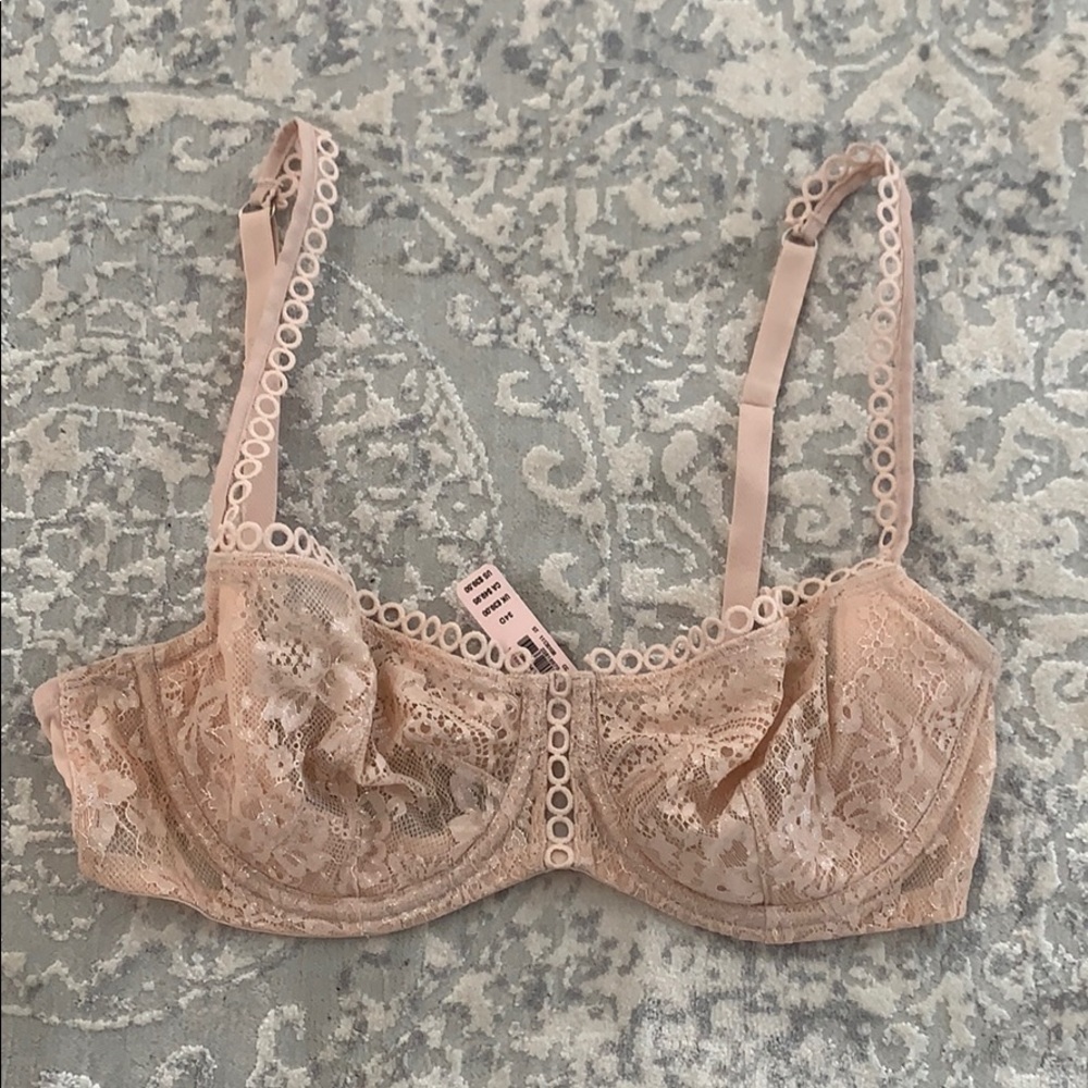 Tan/Light Pink Glittery Push up bra w/ no padding